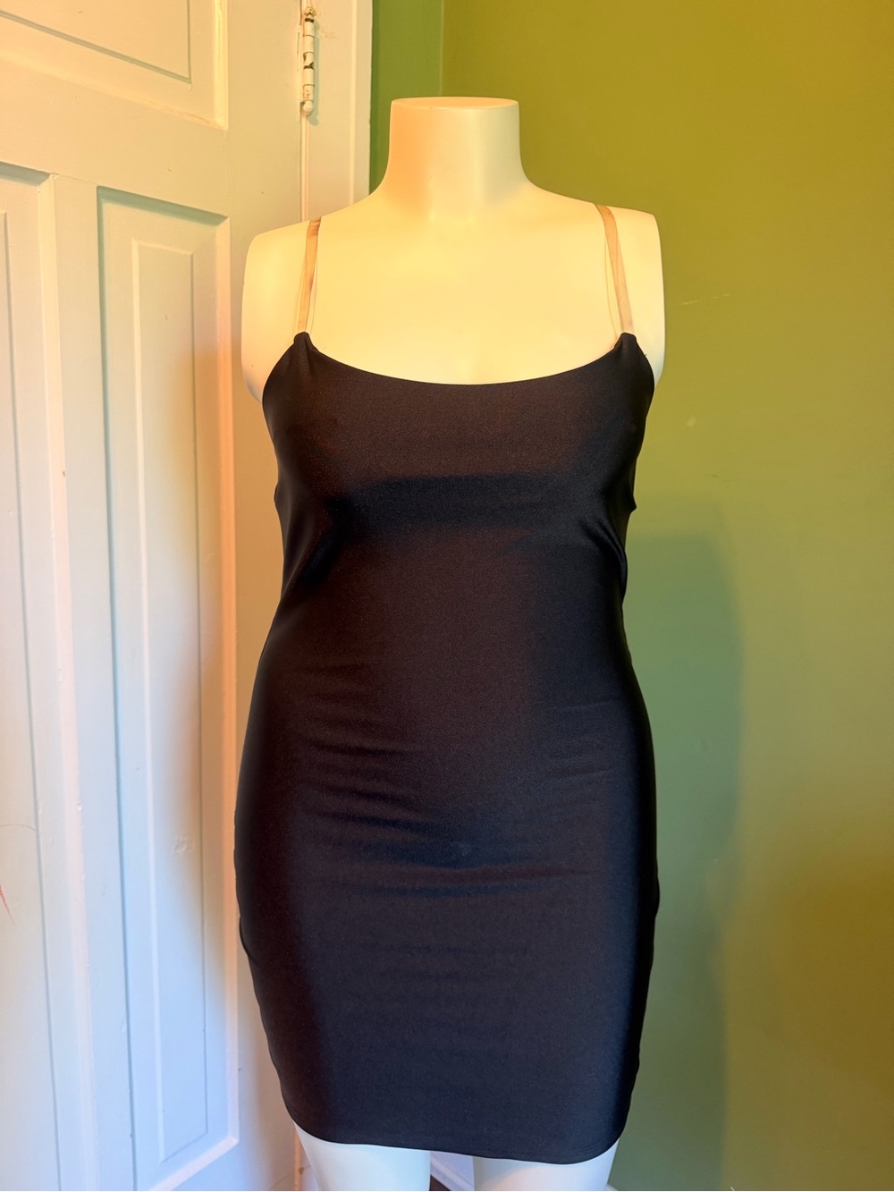 Black Spaghetti Strap Bodycon Dress - Women